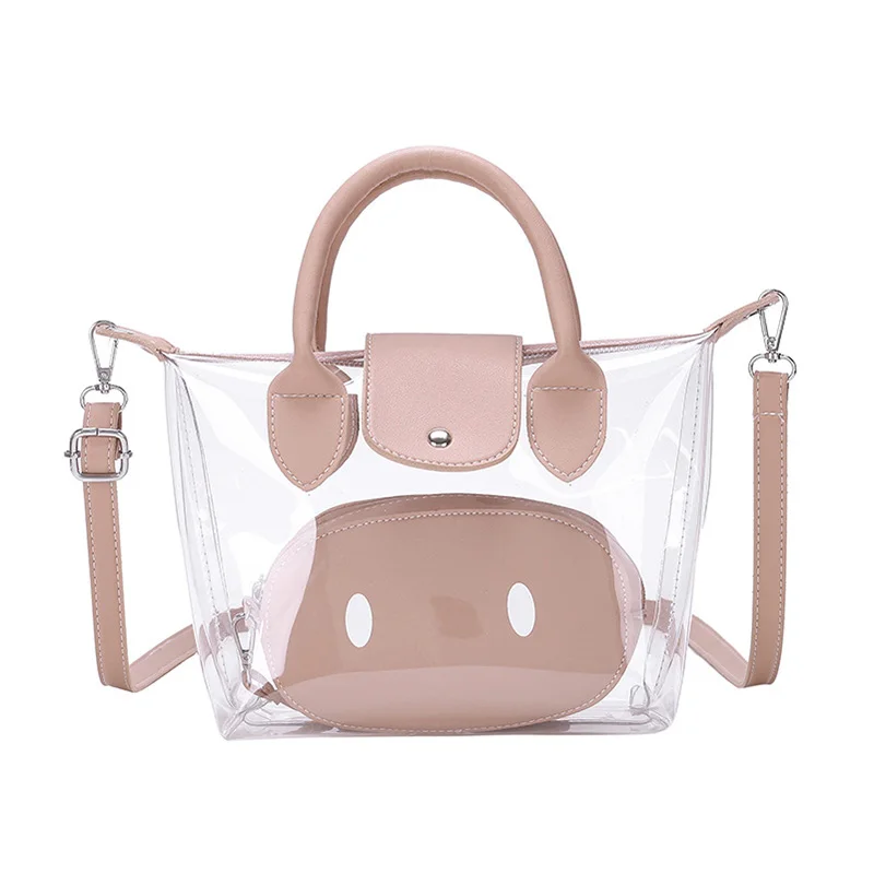 

Fashion 2019 Women Transparent Bag Design Luxury Clear PU Composite Jelly Letter Pattern Handbags Female Shoulder Bag Small Tote