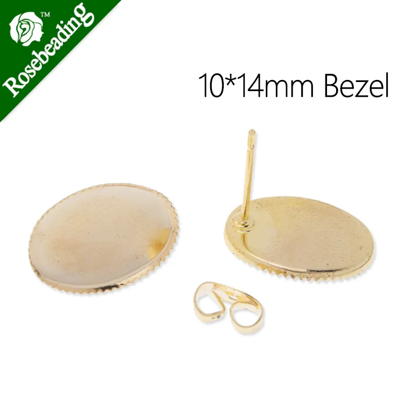 

10x14mm Gold Plated Oval Brass stud Earrings Blank,fit 10x14mm glass cabochons;earring base,sold 50pcs/lot-C3756