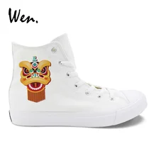Вэнь повседневная обувь Chinoiserie Lionhead традиционный год Лев танцевальная Вулканизированная обувь дизайн парусиновые кроссовки сплошной цвет