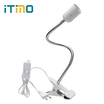 

iTimo E27 Lamp Base EU Plug Light Socket Lamp Fixture 360 Degree Rotation Bulb Holder Plug Clip-on Desk Light Lighting Accessory