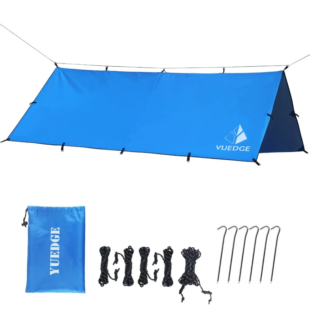 

YUEDGE Easy Set Up Portable Waterproof Camping Tarp Shelter Sunshade Portable Rain Tarp Sun Shelter Hammock Tarp Rain Fly