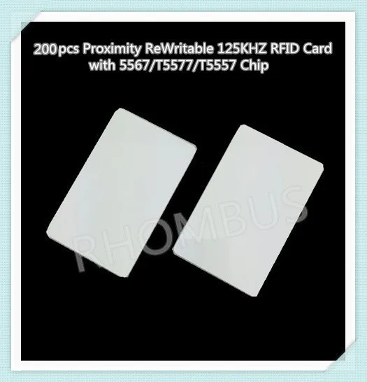 200 шт./лот бесконтактная перезаписываемая RFID карта 125 кГц с чипом 5567/T5577/T5557|card card|card
