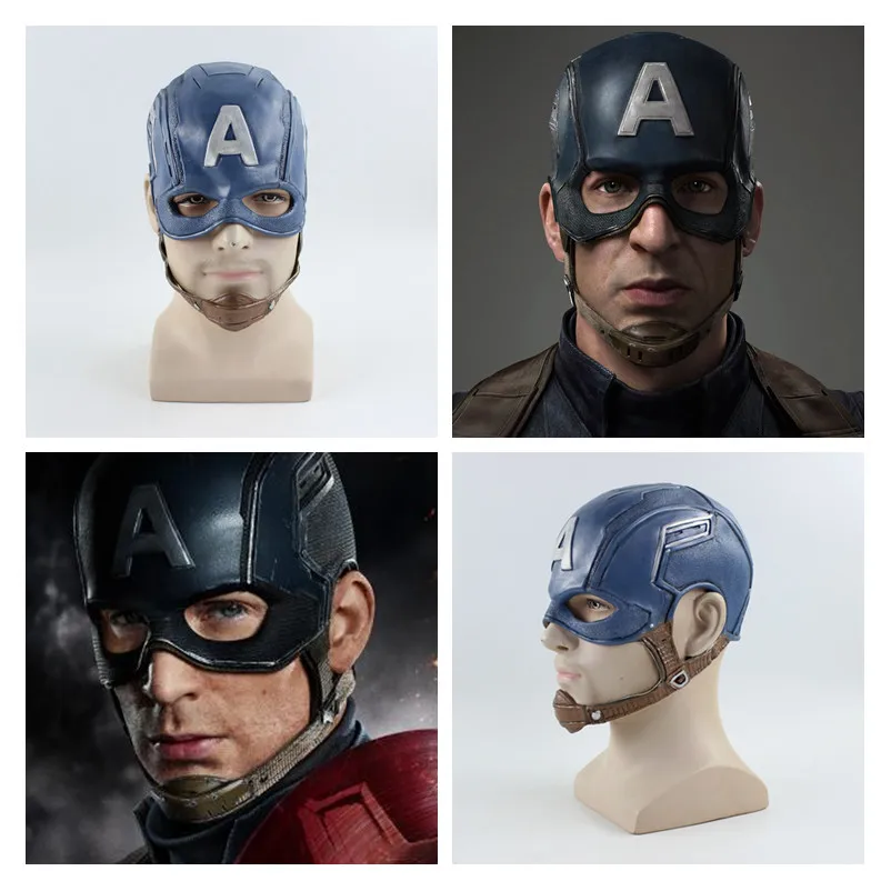 

The Avengers 4 Endgame Superhero Captain America Cosplay Mask Steven Rogers Latex Helmet Masks Kids Adult Toy Halloween Prop New