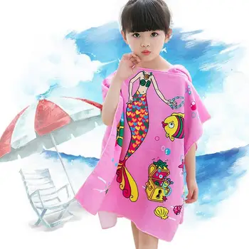 

New Children Cute Cartoon Hooded Cloak Bath Towel Animal Printed Microfiber Boys Girls Kids Swimming Breathable Beach Towel