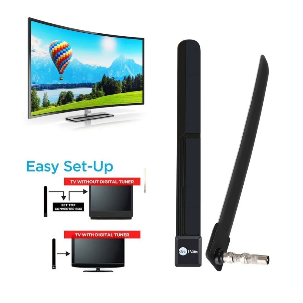 

2019 New Black Digital Aerial Clear TV Key HDTV Free TV Stick Indoor TV Aerial 1080p HD Ditch Cable Signal Enhancement For Home