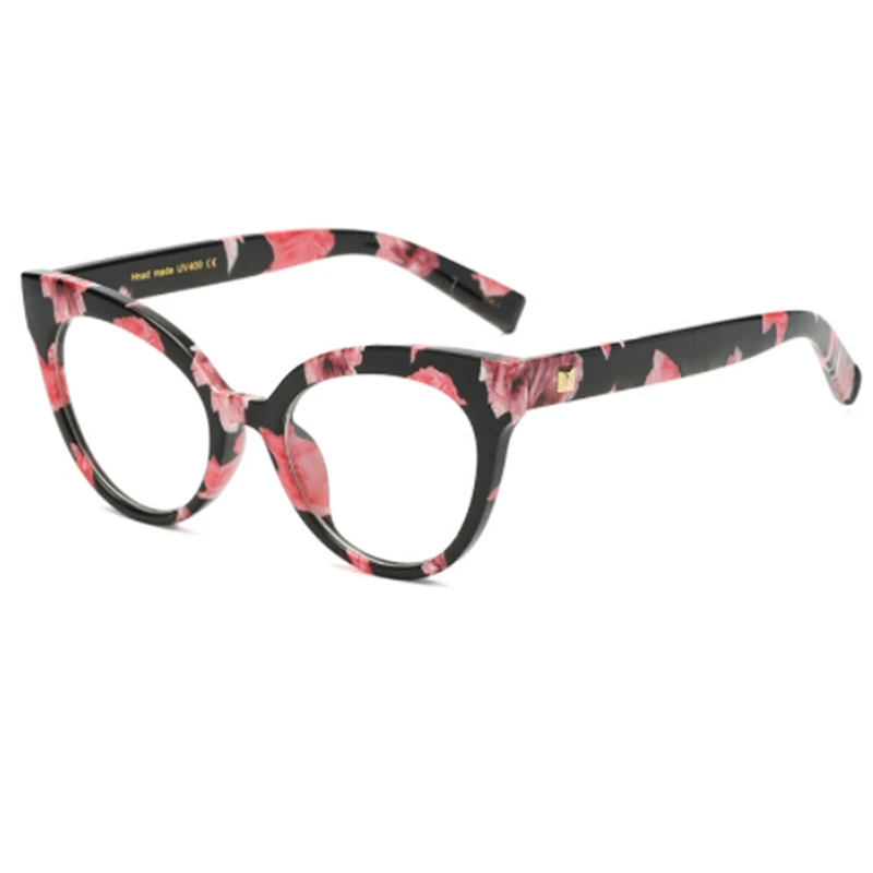 Лидер продаж, дизайнерские очки с кошачьими глазами в стиле ретро, модные черные женские очки, оправа с прозрачными линзами, винтажные очки - Цвет оправы: FL
