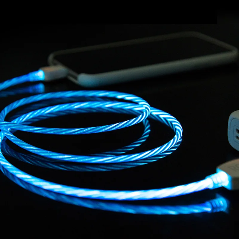 

LED Glow Flowing Data USB Charger Type C/Micro USB/8 Pin Charging Cable for iPhone X Samsung Galaxy S9 a50 a40 Charge Wire Cord