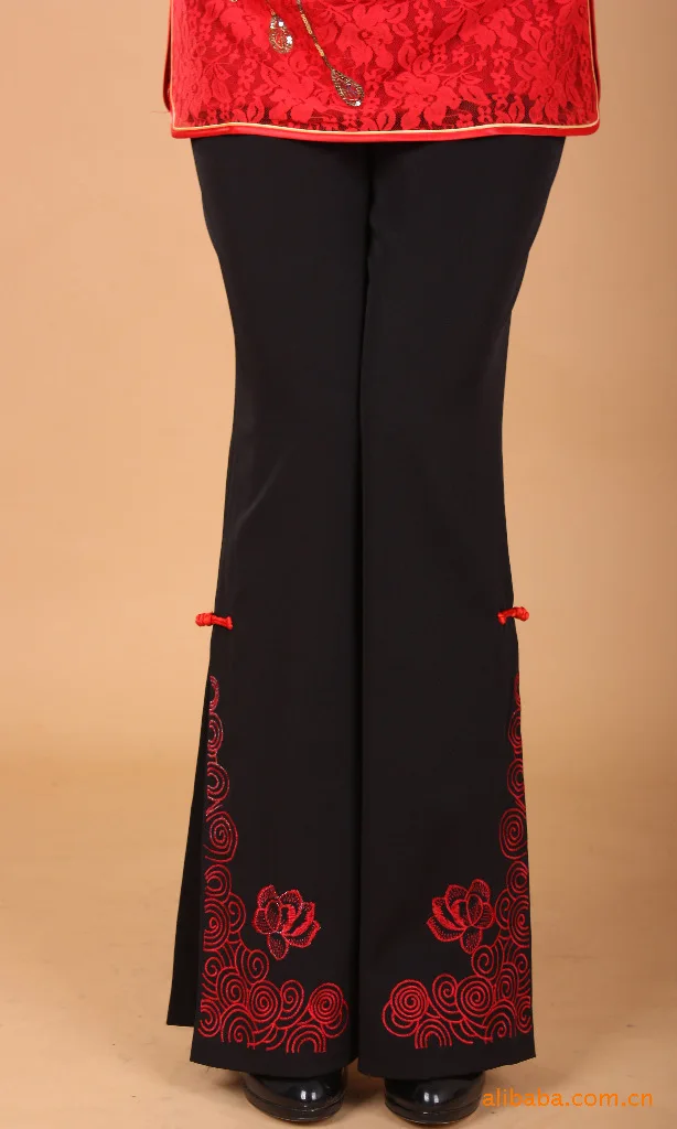 Китайские традиционные брюки женские штаны из полиэстера размер S до 4XL - Цвет: 1