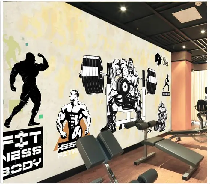 

3d photo wallpaper Custom 3d murals wallpaper for walls 3 d Gym muscular male dumbbell puzzle vector background wall paper decor