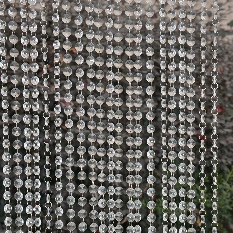 

3.3FT Clear Acrylic Garland Strand Crystal Beads Ribbon Curtain DIY Craft Jewelry Wedding Party Decor