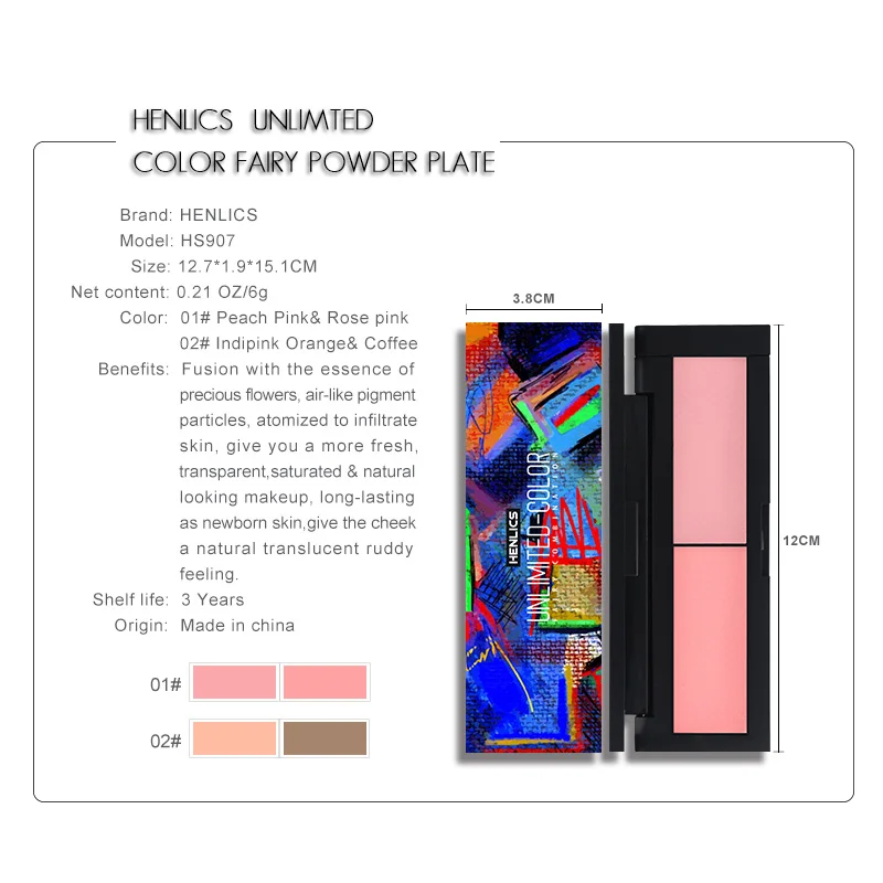 HENLICS 2 в 1 палитра румян для лица Минеральная пигментная палитра румяна пудра Pro Макияж Румяна Контурные тени Красота Косметика