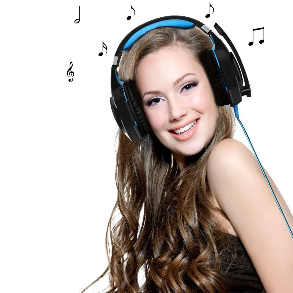 

EACH G2000 Stereo Surrounded Over-Ear 2.2m Wired Gaming Headset Earphone with Light & Mic for Computer PC Game Microphone