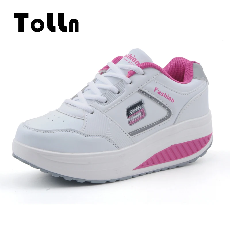 2017 Women Slimming Platform Shoes Fashion Leather Casual Shoes Women Fitness Lady Flats Swing Shoes Summer