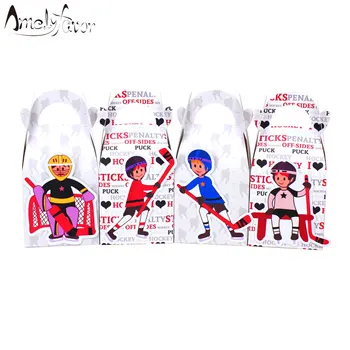 

Sports Theme Hockey Players Favor Box Candy Gift Box Cupcake Box Sports Meeting Birthday Decorations Party Container Supplies