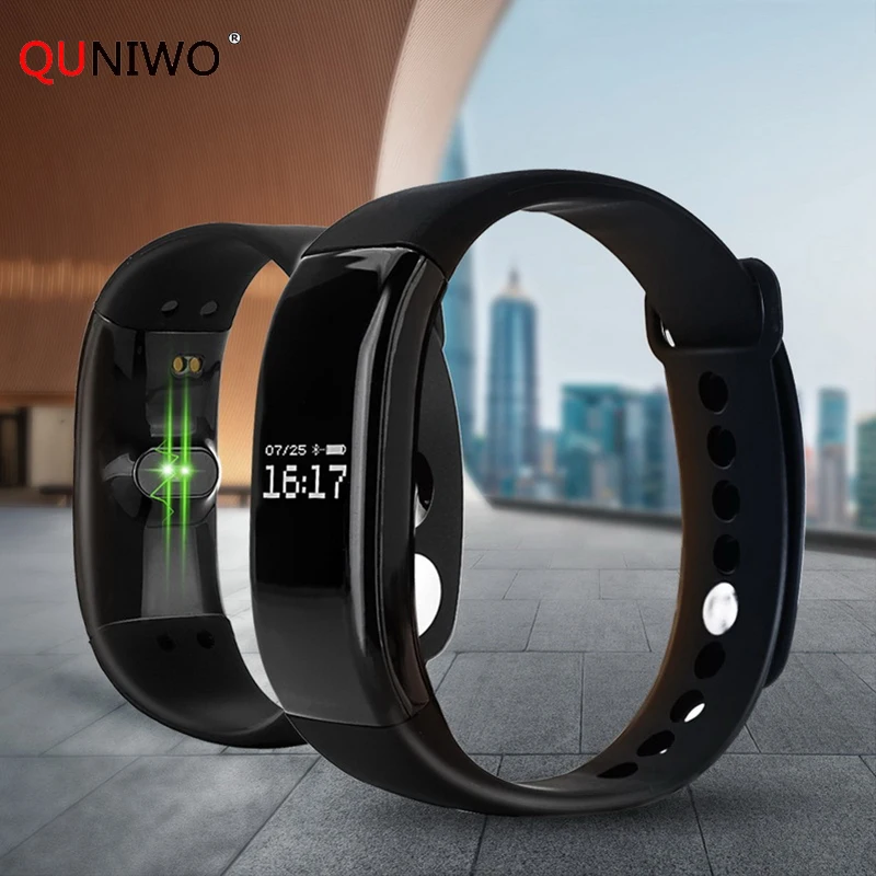 

QUNIWO IP67 Waterproof Pedometer Fitness Tracker Heart Rate Monitor Sleep Monitoring Running Sport Step Counter Gym Wrist Watch