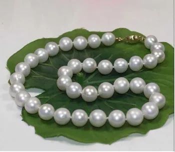

10-11mm south sea round white pearl necklace 19inch 14k gold