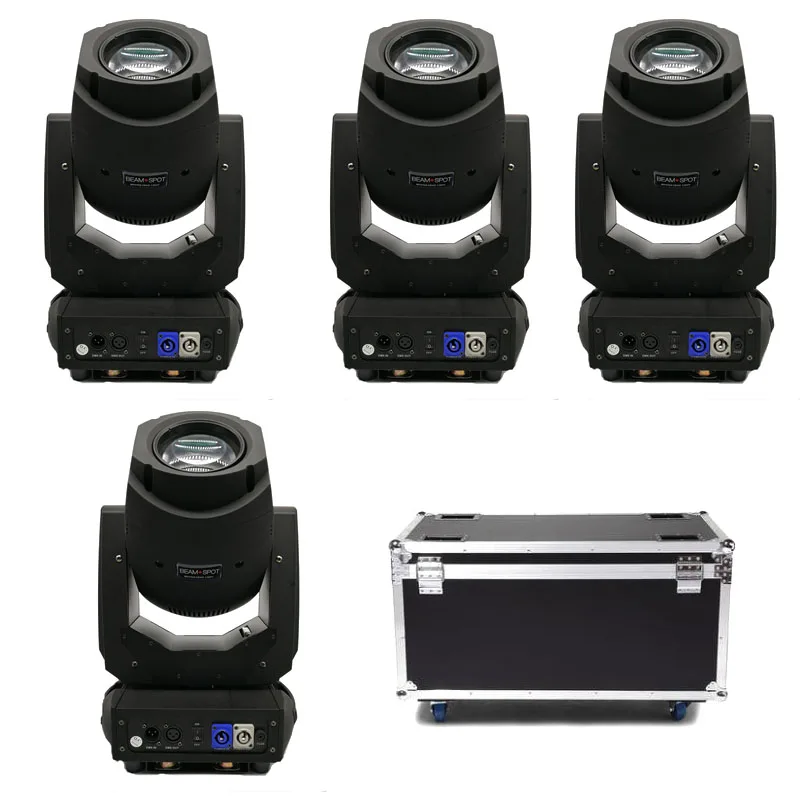 4PCS Lights with 1pc Flight Case Led 200w 2 in1 RGBW Beam Spot Light DMX512 Moving Head DJ Bar Party Show Stage | Освещение