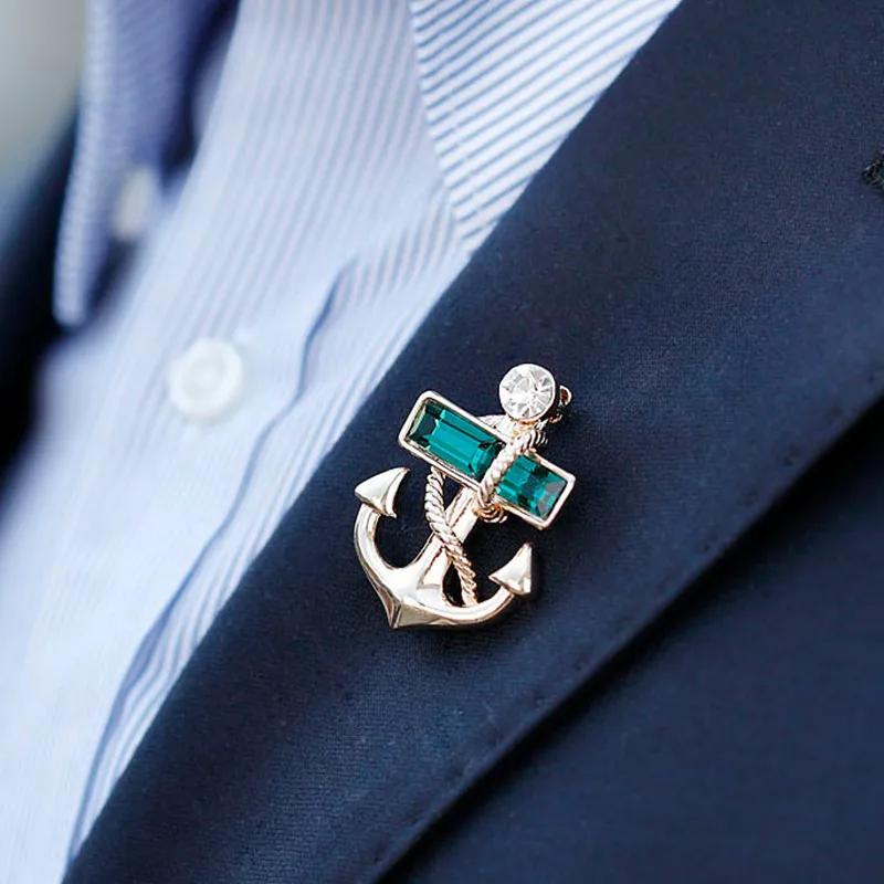 

H:HYDE Man Anchor Brooch Lapel Pins For Men Pirates Metal Broche Fashion Jewelry Alloy Suit Shirt Collar Clips For Women