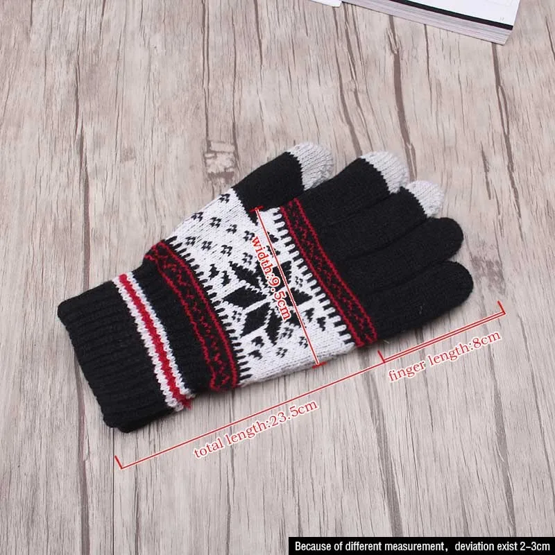 M MISM женские зимние осенние унисекс вязаные перчатки Снежный Цветок Теплые Полные Пальцы экран перчатки для сенсорного экрана для рождественских подарков