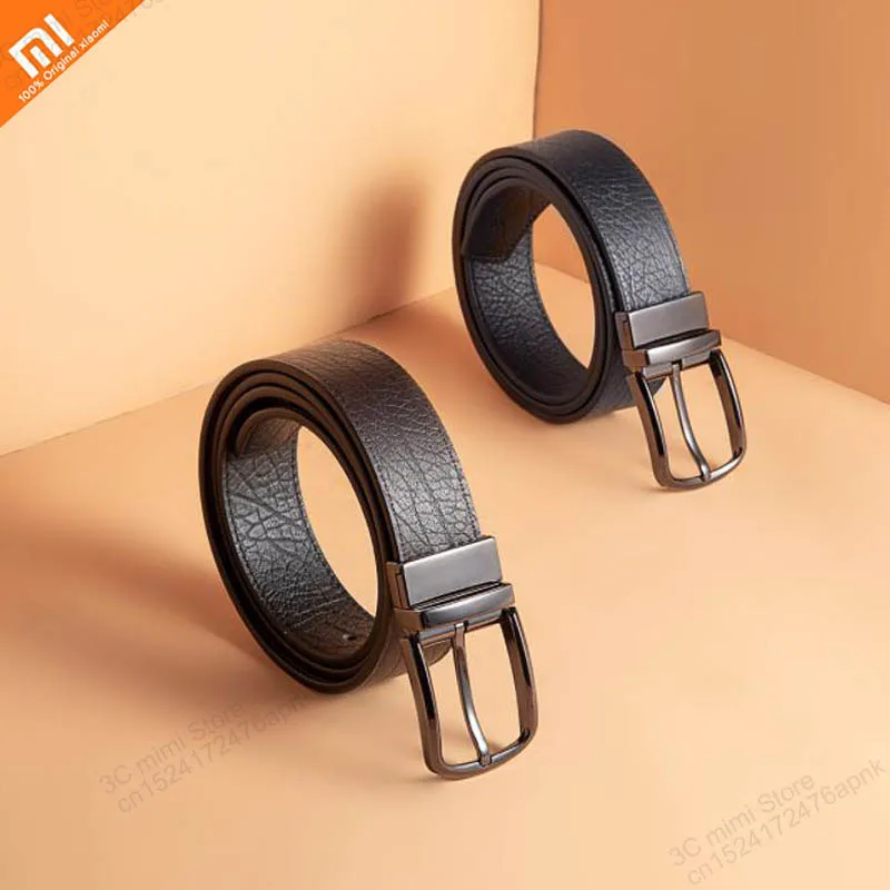 Двухсторонний Поворотный ремень Xiaomi Mijia двухцветный кожаный с пряжкой простой