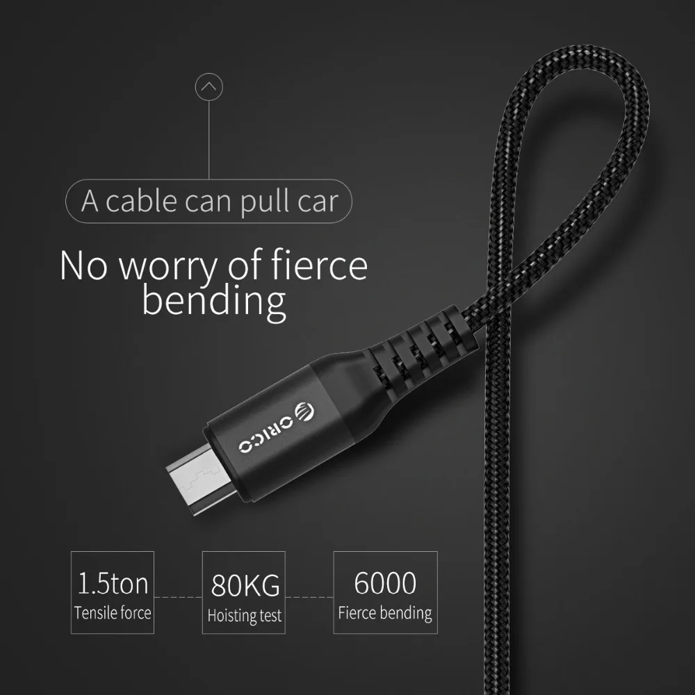 ORICO нейлоновый Micro USB кабель 1 м 3 фута 2,4 А Быстрая Зарядка Синхронизация данных USB кабель для samsung Xiaomi Android смартфон планшет зарядное устройство