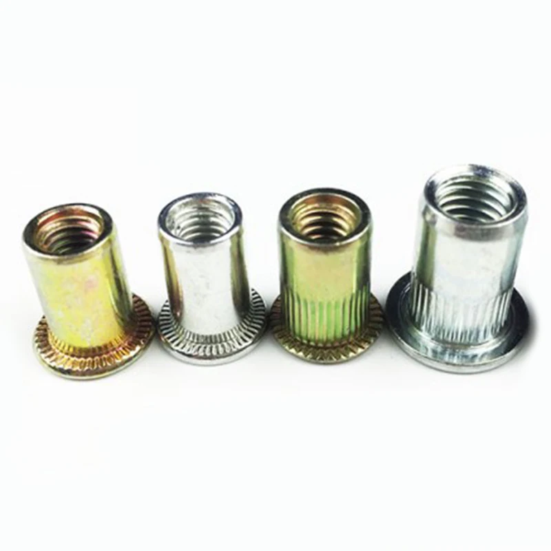 

Urijk 100Pcs M4 M5 M6 M8 20mm Threaded Rivet Nut Inserts Carbon Steel Flat Head Metric Blind Rivnut Nutsert Screw Pull Cap
