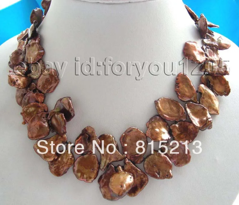 

ddh001070 Chocolate Reborn Keshi Pearl Petal Necklace 14KGP 28% Discount