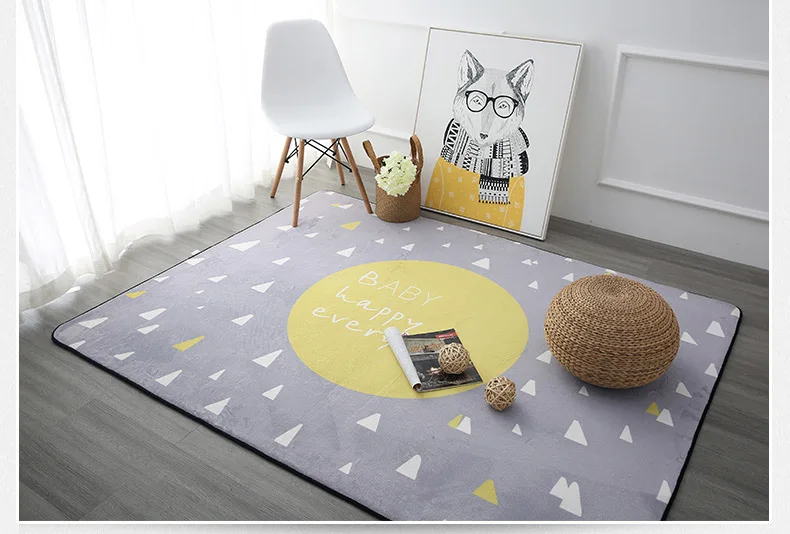 Nordic Geometry Rectangle Carpet Thicken Soft Kids Room Play Tents Mat Bedroom Area Rugs Large Pink Carpets for Living Room