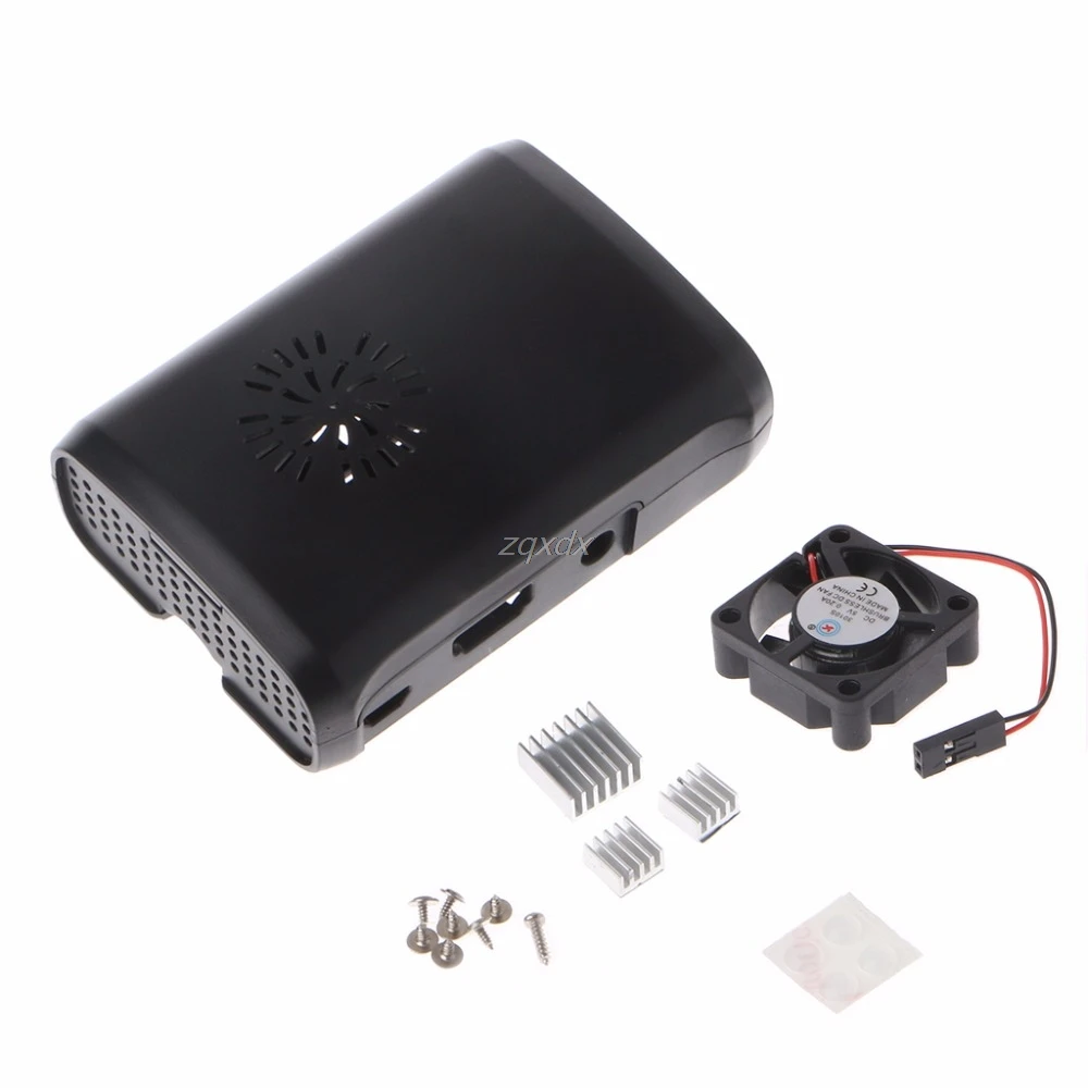 Коробка ABS чехол с модуль вентилятора для Raspberry Pi 3/2/b плюс 3 шт. теплоотвод корпус июля челнока