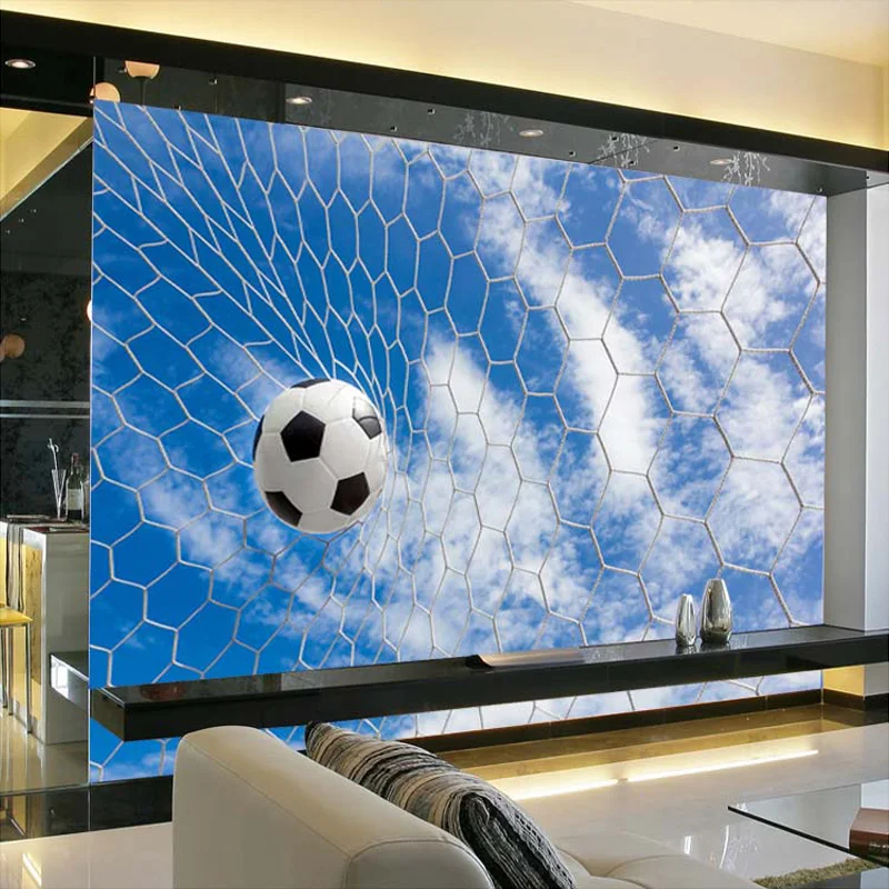 Us 8 18 56 Off Custom 3d Mural Wallpaper Modern Fresco Sports Football Living Room Bedroom Tv Background Photo Wallpaper Blue Sky White Clouds In