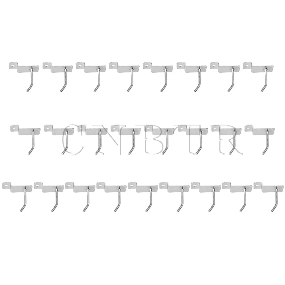 

CNBTR 25x Silver Stainless Steel 50mm long Hook 4 mm Dia Slatwall Single Hook Pin Arm Shop Display Fitting Prong Hanging Hanger