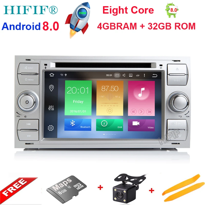 

HIFIF Android 8.0 2Din 7 Inch Car DVD Player For Ford/Focus/Mondeo/Kuga 8 Cores 4GB RAM 32G ROM 3G/4G Wifi GPS Navigation Radio