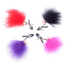 1Pair Feather Plumage Nipple Clamps Shaking Stimulate Clip Overcast Breast Sex Toys For Women