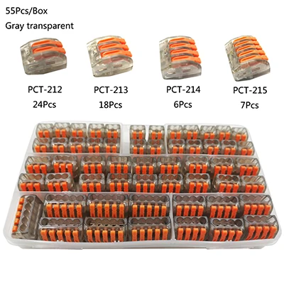 Тип коробки Кабельный разъем в коробке клеммный блок компактный Универсальный Домашнее освещение провода разъем для внутреннего Гибридный быстрый разъем - Цвет: 55 Gray transparent