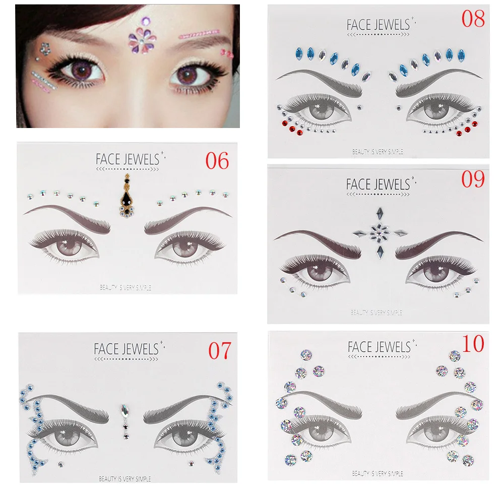 

1PC Women's Fashion Environmental 3D Crystal Temporary Eyes Tattoo Rhinestone stickers Rhinestone stickers