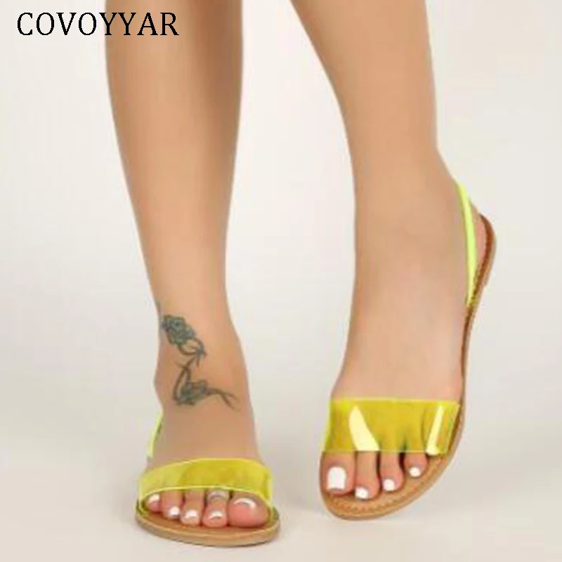 

COVOYYAR 2019 Transparent Women Sandals Bohemian Beach Flat Slipper Sandals Summer Jelly Shoes Woman Big Size 36-42 WSS476