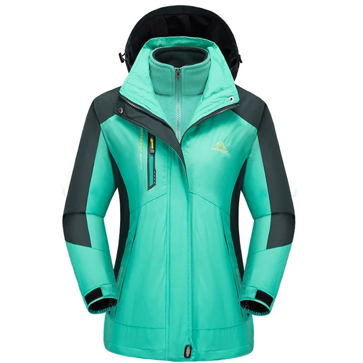 Женская зимняя Флисовая теплая куртка из 2 предметов для спорта на открытом воздухе, термопальто для походов, кемпинга, походов, альпинизма, лыжного спорта, Женская ветровка MB118 - Цвет: Light Green