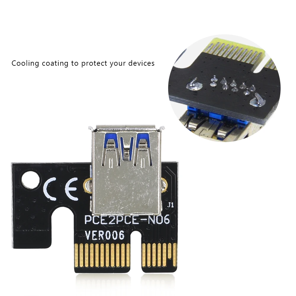 TISHRIC PCIE PCI Express Riser Card E расширитель 1x к 16x адаптер USB 3 0 SATA 4Pin IDE Molex для майнинга Bitcion