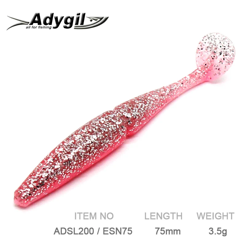 

ADYGIL Fishing Lure Soft Lure Silicon Bait Soft Bait ADSL200/ESN75 10pcs 75mm 3.5g