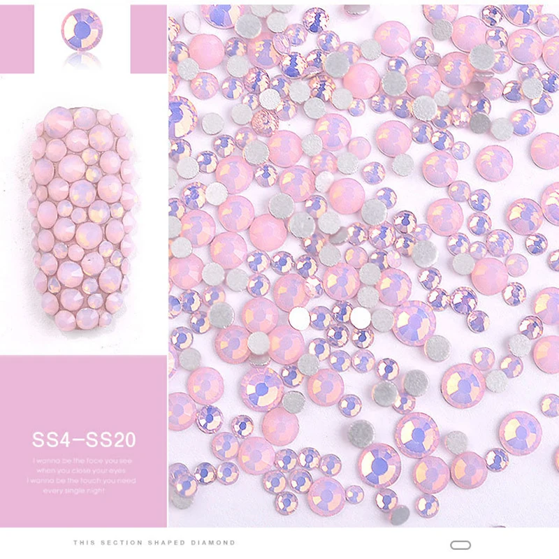 

Ladymisty 1 Pack Mix 4 Sizes(SS4-SS20) White Pink Blue Nail Art Alloy Gems Decorations Manicure DIY Tips