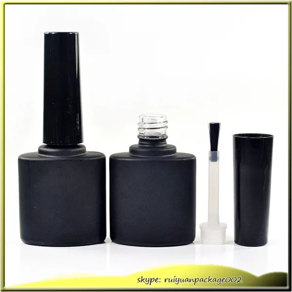 100 шт* 9 мл пустые стеклянные формы для ногтей матовая черная бутылочка с крышкой и мягкой щеткой мини стеклянная бутылка для ногтей полиса