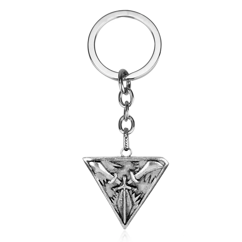 

Wholesale Game LOL Striangle Swords Weapon Pendant Keychain Car Bag Keyring Accessories Women Men Gift Llavero
