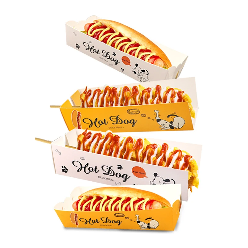 Одноразовая бумажная коробка Hotdog контейнер для жарки пищи из пищевого материала