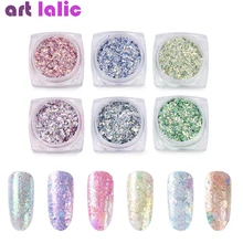 6 шт./компл. нерегулярные для уф гель лак для ногтей хлопья блестки зеркало порошок Magic Paillette блестящий маникюр нейл-арт ногтей советы украшения