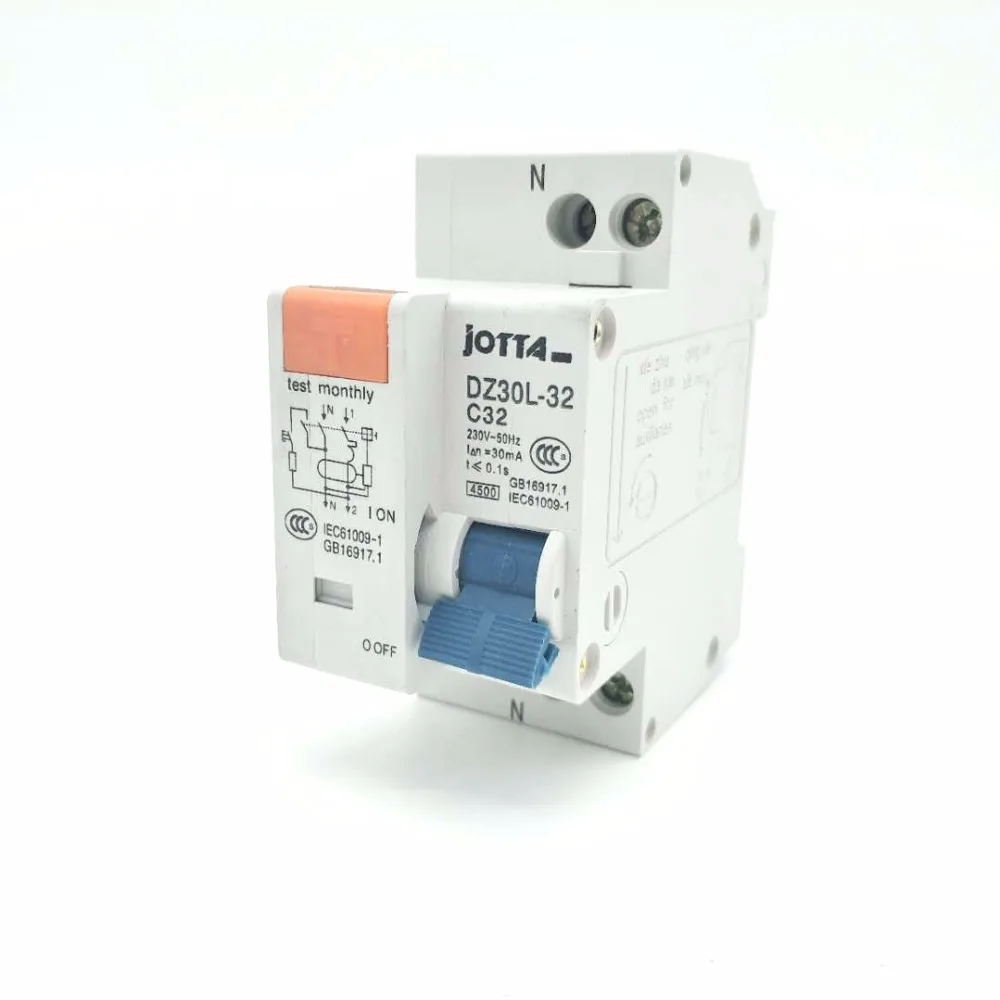 DPNL 1 P + N 32A 230 V ~ 50 HZ/60 HZ Выключатель остаточного тока с защитой от перегрузки по току