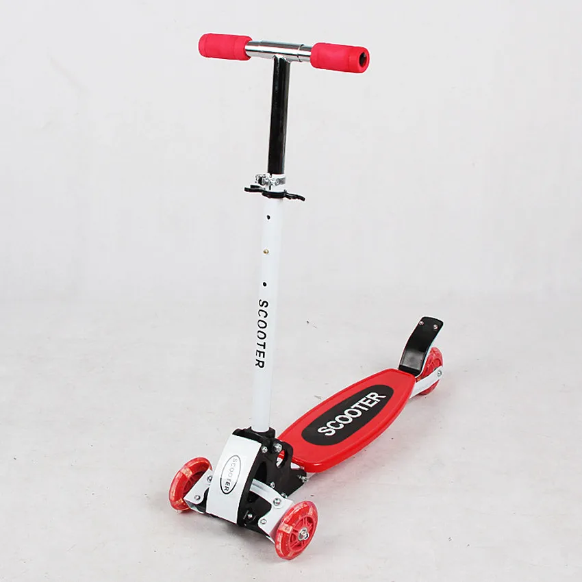 Детский самокат, 3 колеса, складывающаяся вспышка, качели, подъемная машина для детей 2-15 лет, детская коляска для езды на велосипеде, детские игрушки подарки - Цвет: Красный
