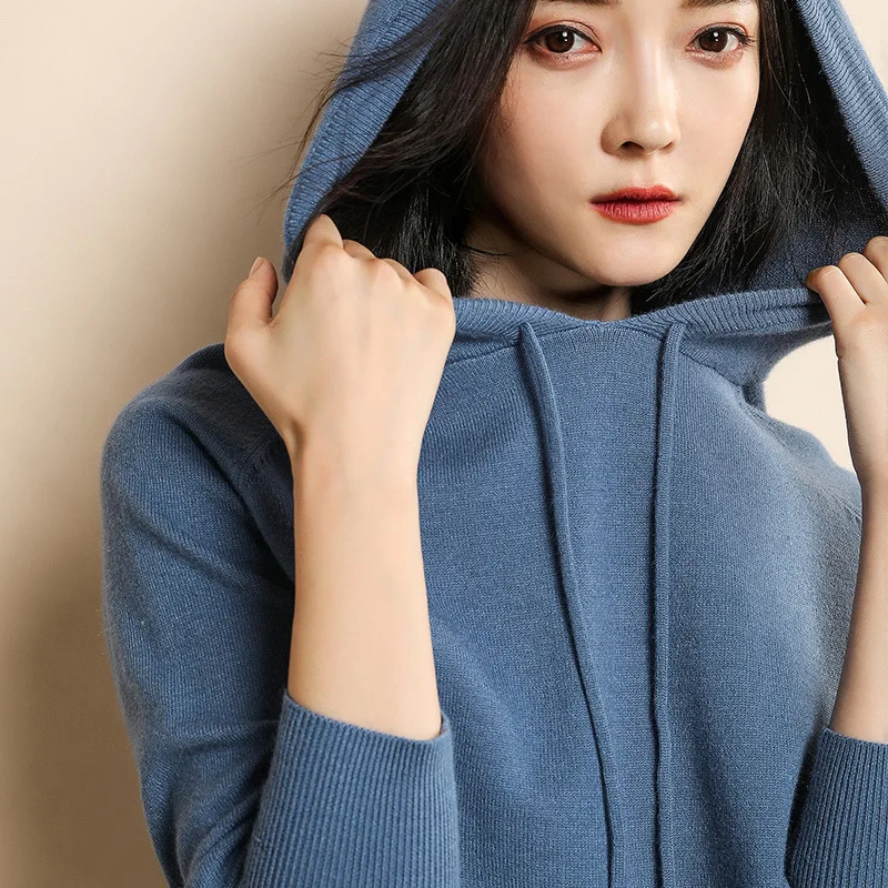 

Fashion Women Sweaters Student Hooded Pullovers 2019 Autumn Cashmere Sweater Casual Knit Winter Clothes Women Loose Basic Tops