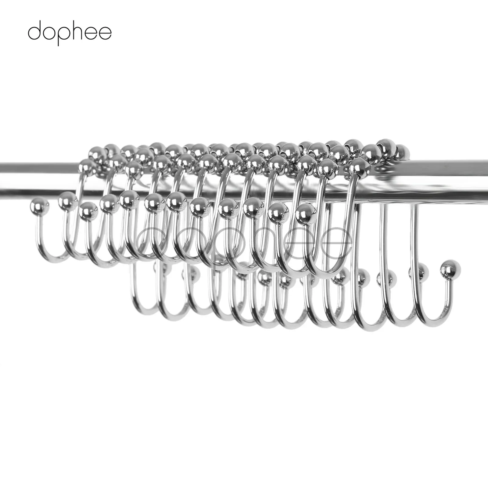 dophee 12pcs Bow Shaped Glide Shower Curtain Hooks Stainless Steel 5