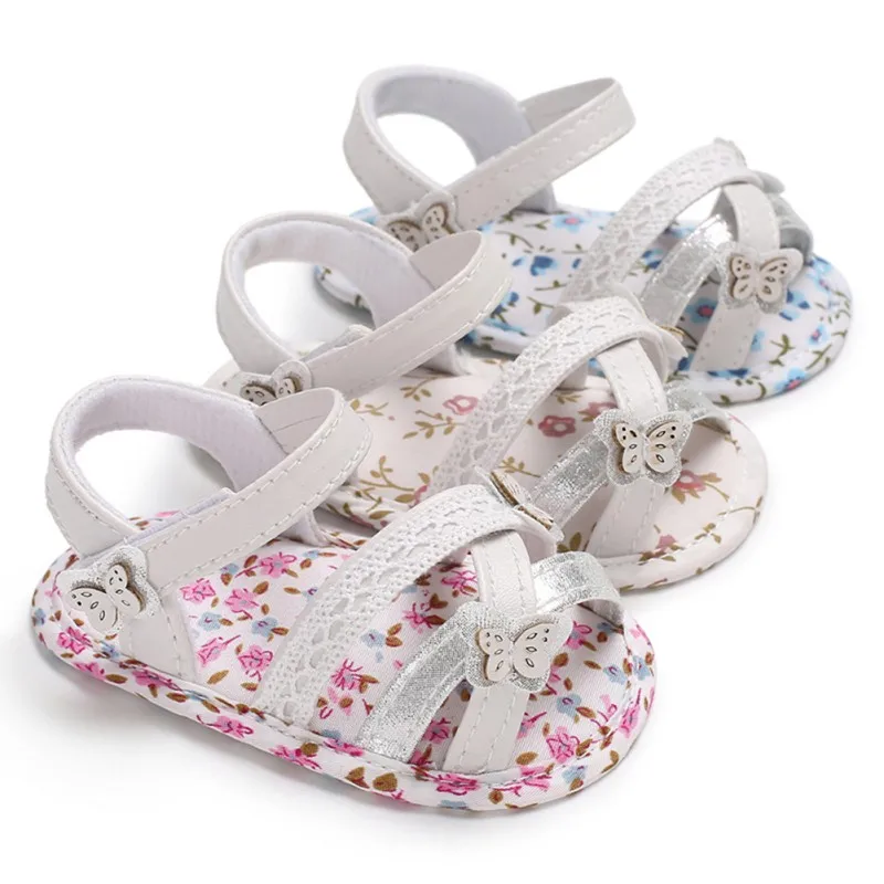 Летние новые детские сандалии с цветочным принтом; сандалии на мягкой подошве для маленьких девочек; домашняя обувь для маленьких детей; нескользящие сандалии
