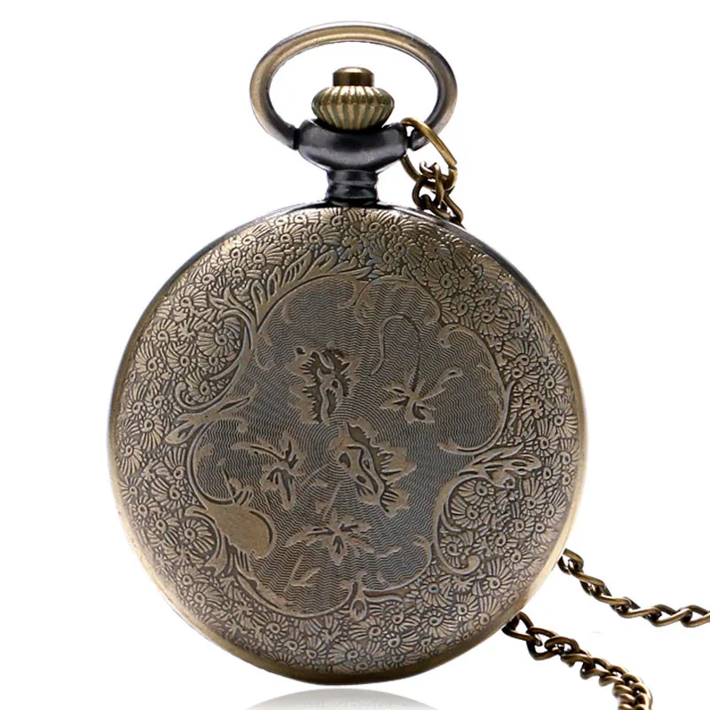 Antique Pocket Watch Hollow Bronze Carriage Wheel Cover Pendant Chain Retro Fob Watches Special Gifts for Boxing Day Birthdays (7)